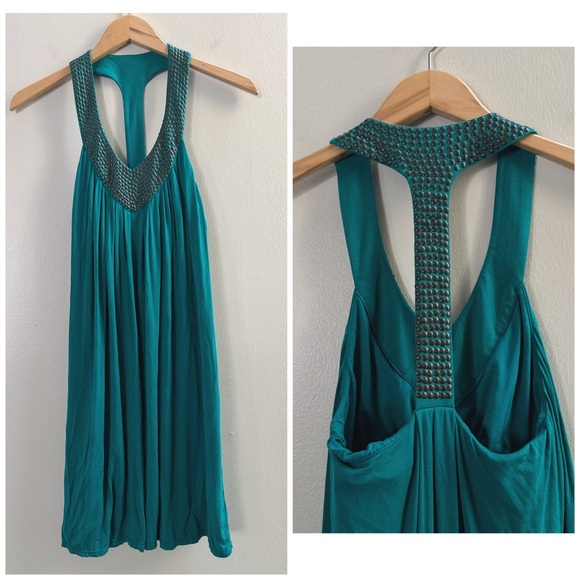 VS Victoria’s Secret Teal Racerback Y2K Shelf Bra Dress Small - Picture 1 of 11